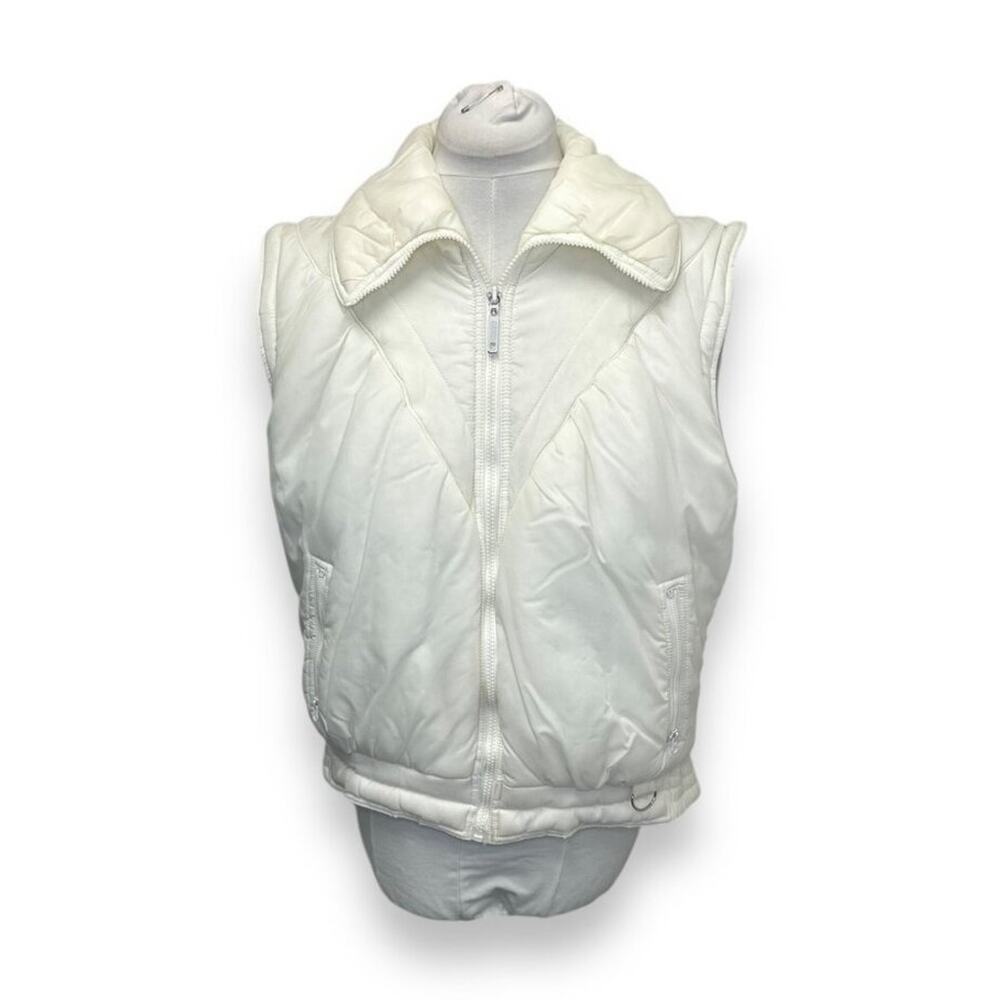 Après Sport VTG Women’s Full Zip Sleeveless Collared Nylon Puffer Vest White L